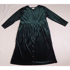 Vintage Amanda Stewart Leisurewear Forest Green Velvet Maxi Dress XL